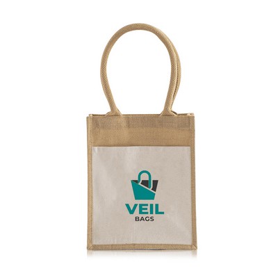 Petite Jute Tote with Cotton Canvas Front Pocket