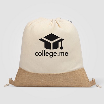 Rio™ Drawstring Bag - 5 oz. Recycled Cotton Blend with Jute - Silkscreen