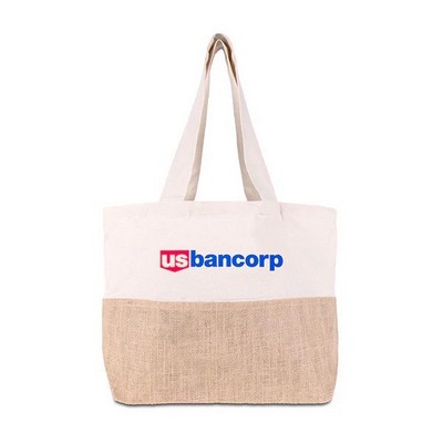 Cotton Canvas Tote Bag w/Jute Gusset