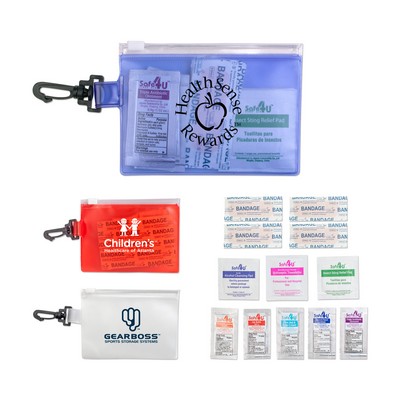 First Aid in Zip Close Pouch w/Carabiner