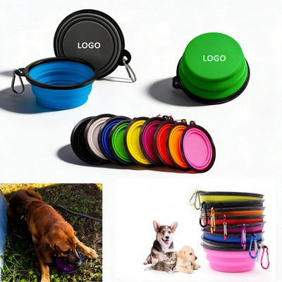 Custom Collapsible Silicone Folding Dog Bowl with Carabiner