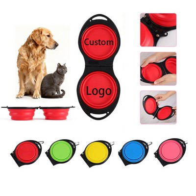 Outdoor Silicone Folding Double Bowl