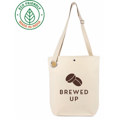 Crossbody Commuter 11 oz Canvas Tote Bag | Daily Travel Grocery (15x15x5)